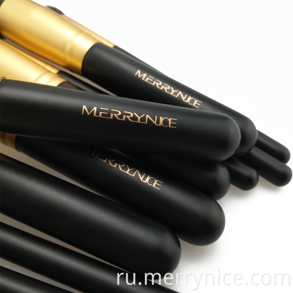 Gold Makeup Brushes with Wood Handle